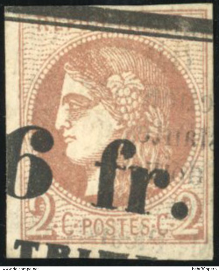 O 2c. Brun-rouge. Report II. Obl. Typo Des Journaux. TB. - 1870 Ausgabe Bordeaux