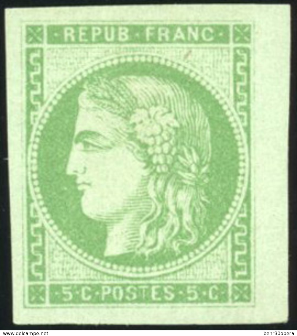 * 5c. Vert. R1. Petit Bord De Feuille. SUP. - 1870 Ausgabe Bordeaux