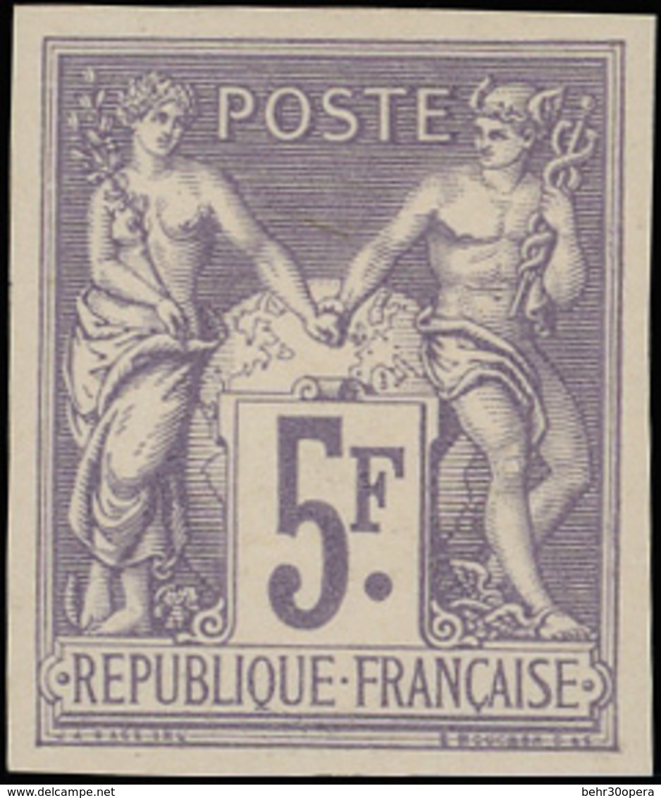 (*) Type Sage. Emission Des Régents. 16 Valeurs Du 1c. Au 5F. Sans Teinte De Fond Dont 20c. Bleu, 30c. Bistre Et 5F. Vio - 1876-1878 Sage (Type I)