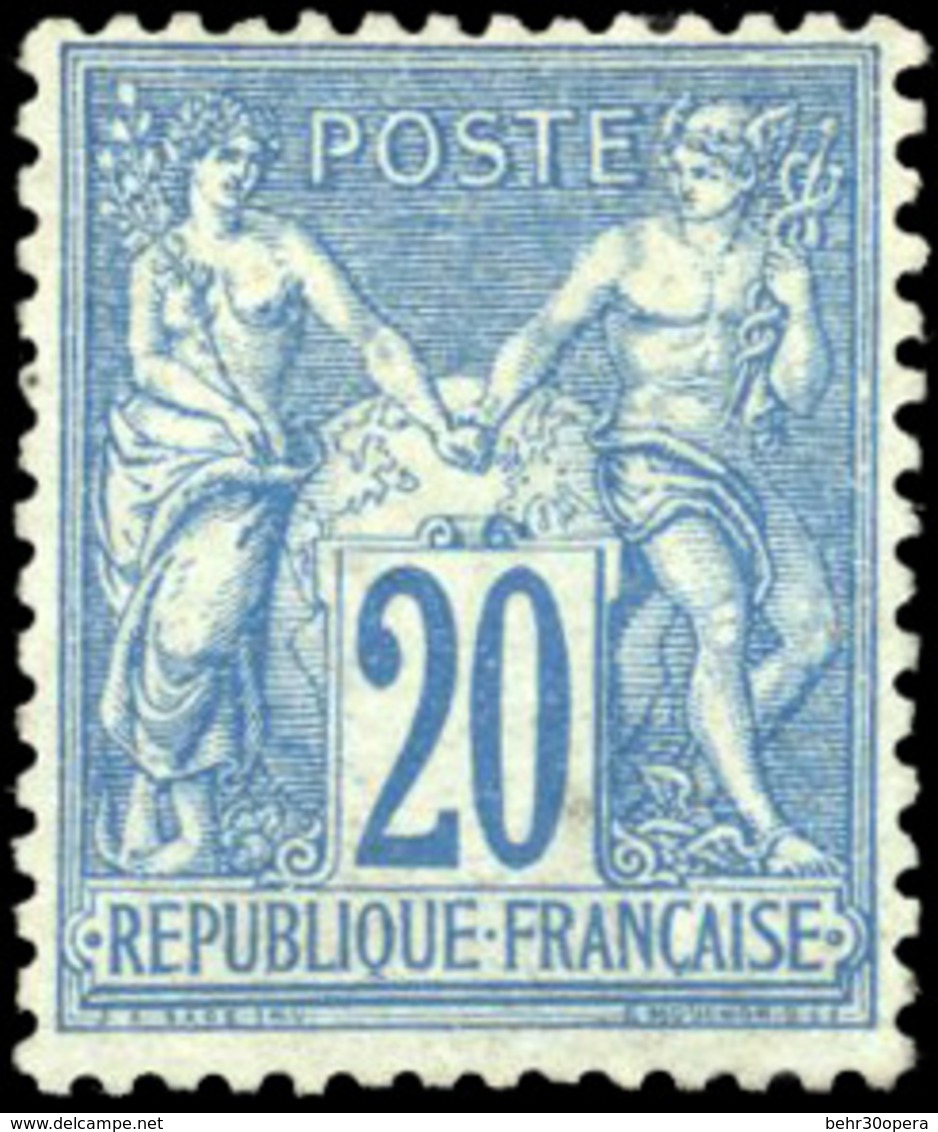 * 20c. Bleu. Non émis. Un Des Plus Bel Exemplaire Connu. Très Bon Centrage Pour Ce Timbre. Grande Fraîcheur. SUP. RRR. - 1876-1878 Sage (Type I)