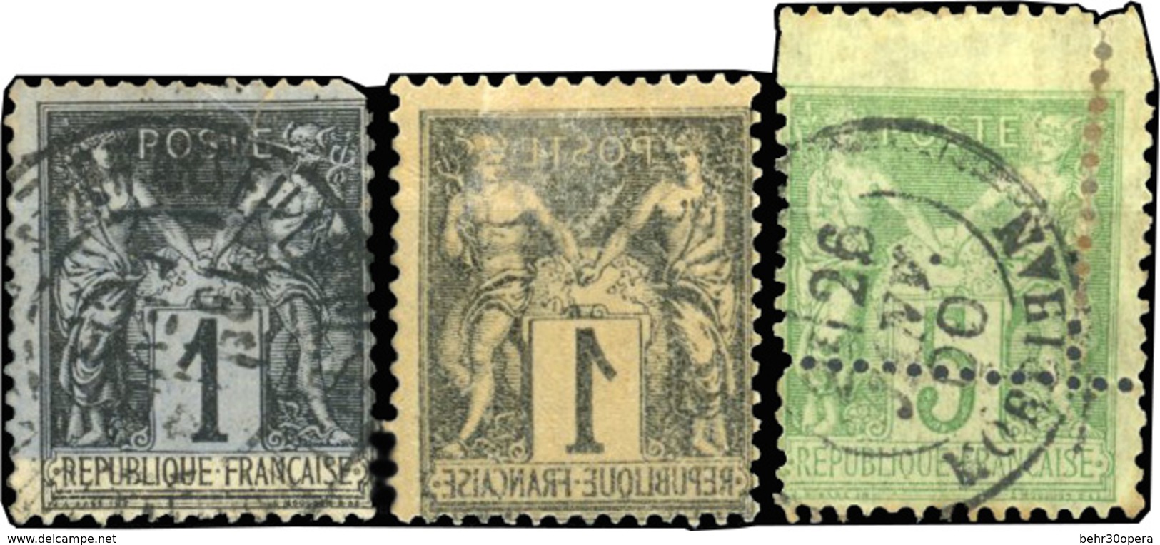 O Petit Ensemble De 18 Pièces Avec Variétés Diverses Dont Impression Recto-verso, Décentrage, Double Piquage Et Nuance I - 1876-1878 Sage (Typ I)