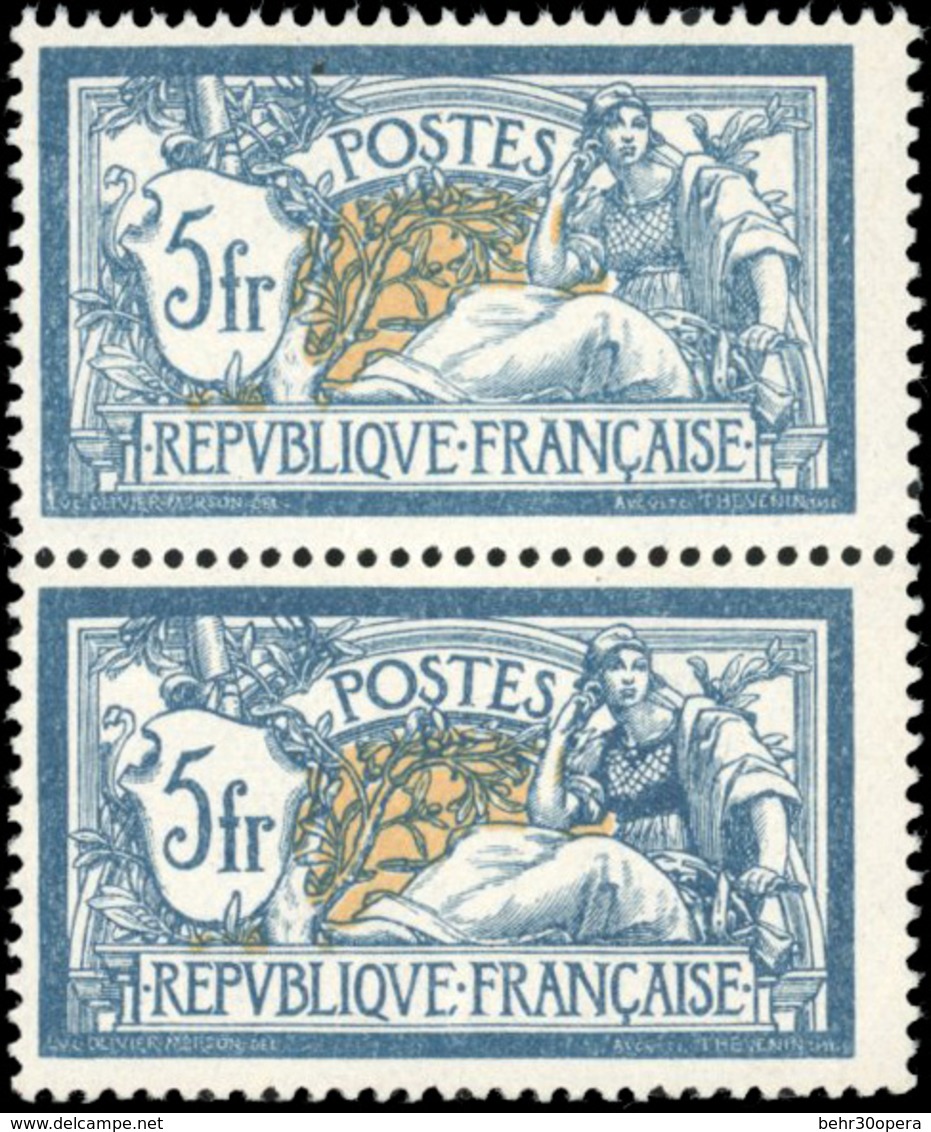 ** Paire Du 5F. Merson Bleu Et Chamois. Variété Peu Commune, Corset Bleu Tenant à Normal. TB. - Sonstige & Ohne Zuordnung