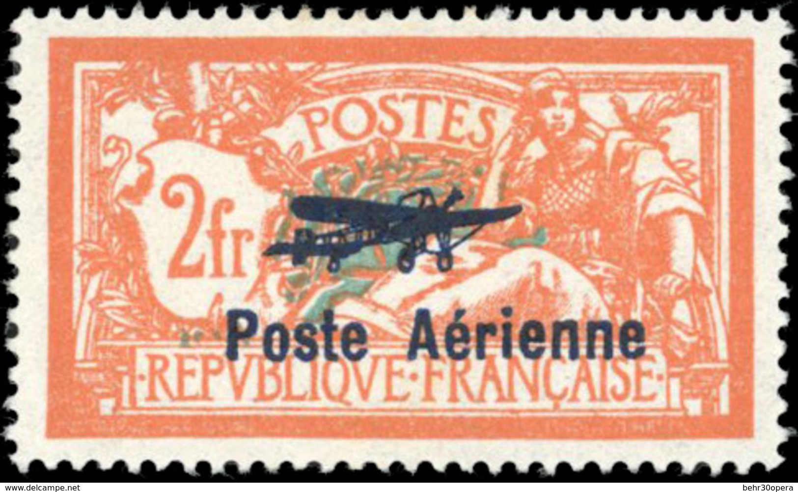 ** 2F. Orange Et Vert-bleu. Coin De L'écusson Cassé. Excellent Centrage. SUP. - Andere & Zonder Classificatie