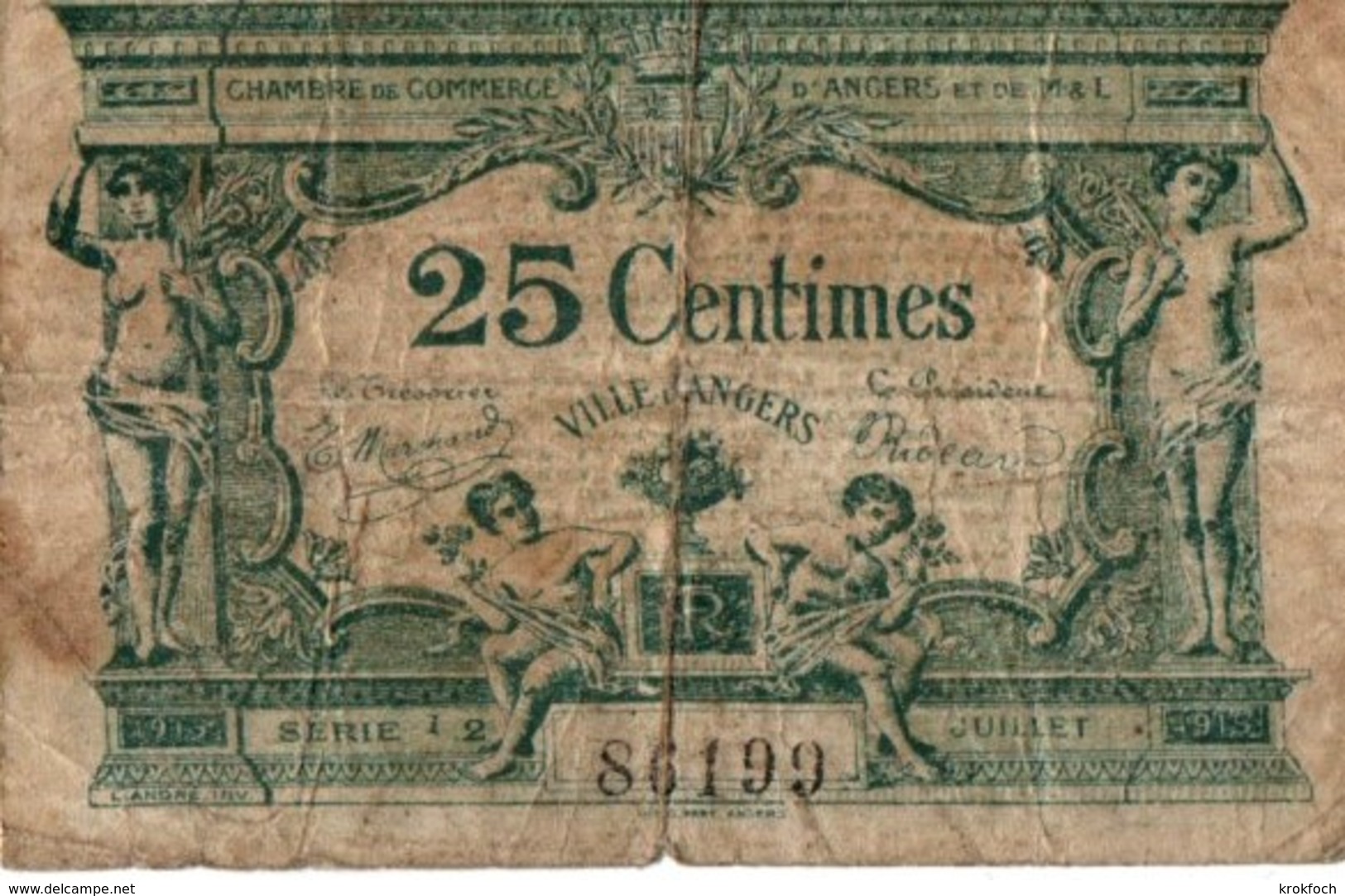 Angers 25 Centimes 1917 - Chambre De Commerce - 7,5 X 5 Cm - Chambre De Commerce