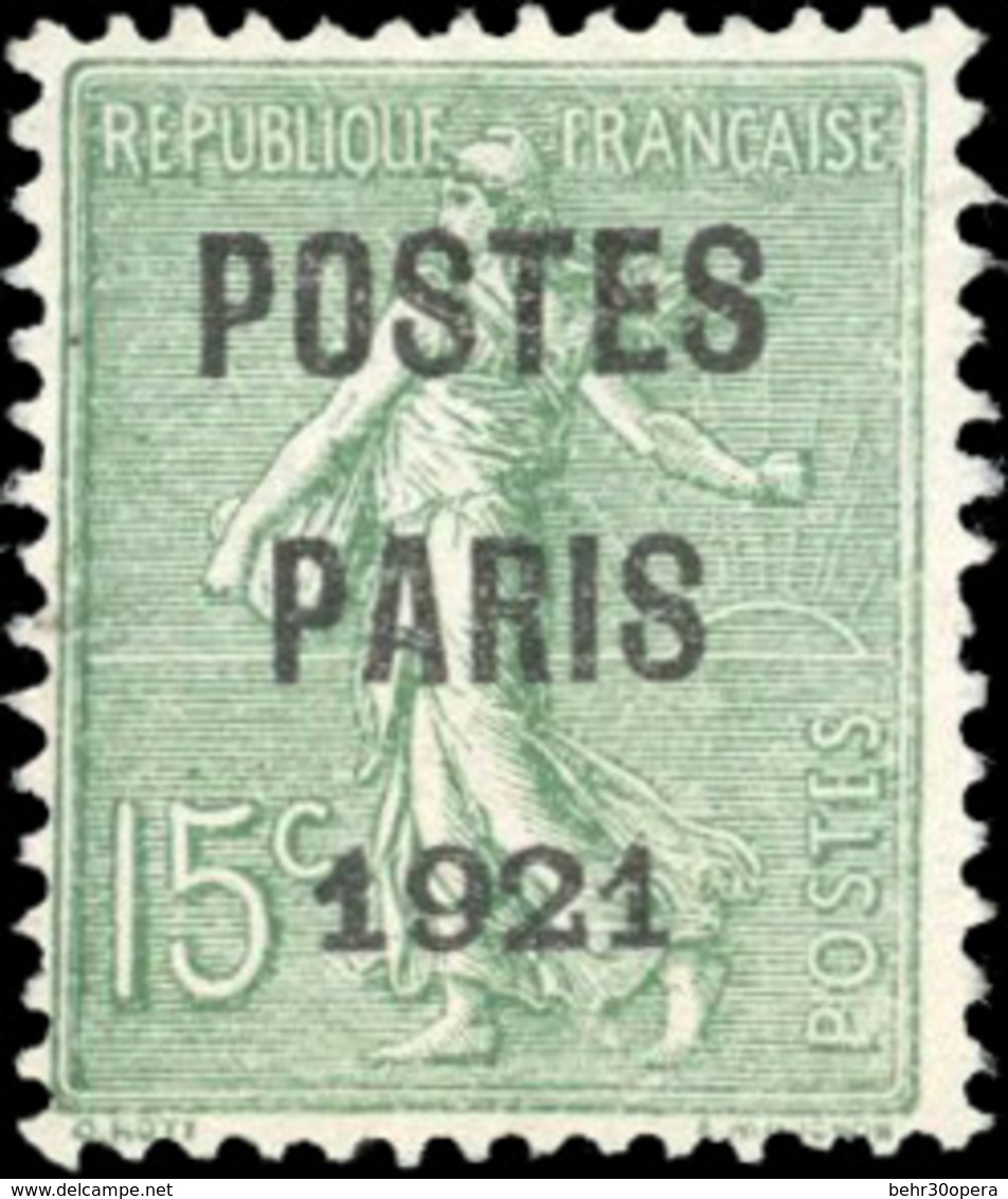 (*) 15c. Vert-olive ''POSTES PARIS 1921''. B. - Andere & Zonder Classificatie