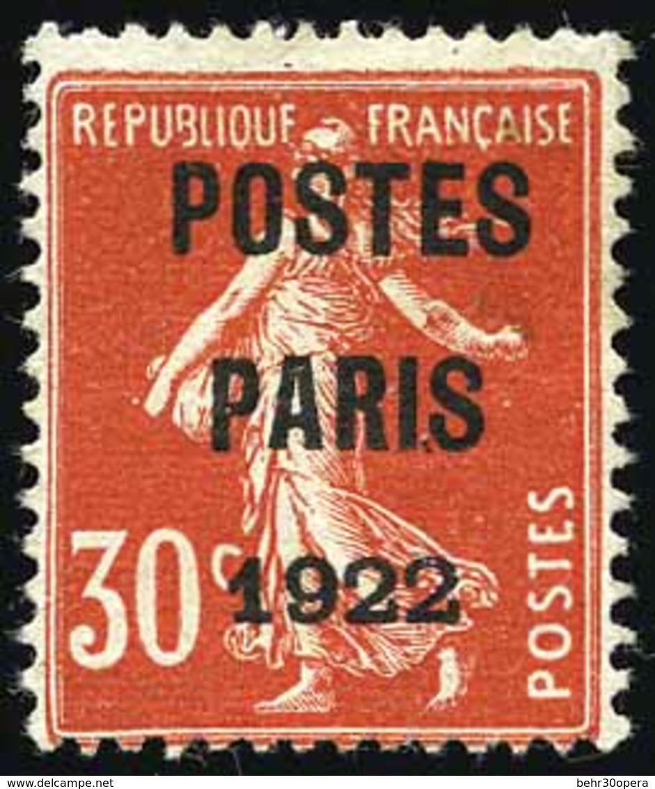 (*) 30c. Rouge. POSTES PARIS 1922. TB. - Andere & Zonder Classificatie