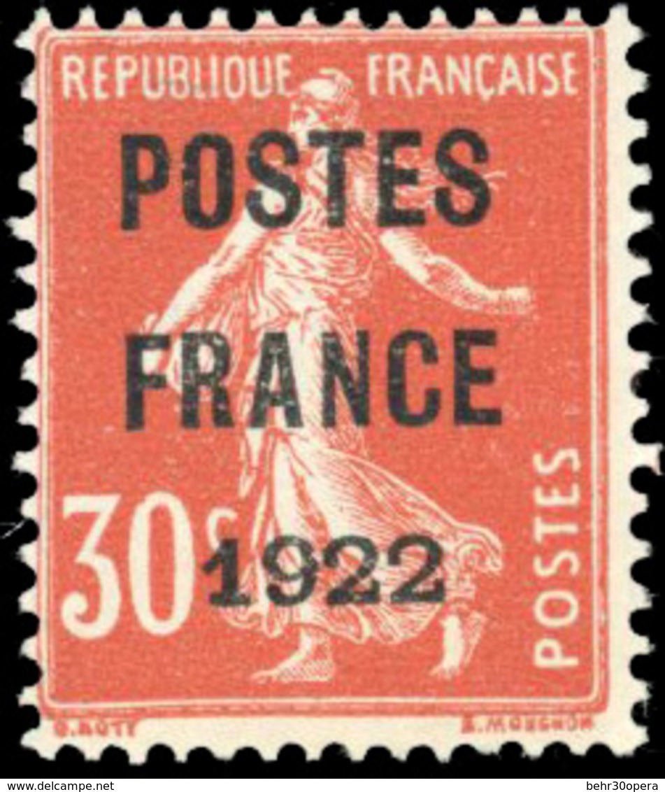 (*) 30c. Rouge. ''POSTES FRANCE 1922''. TB. - Andere & Zonder Classificatie