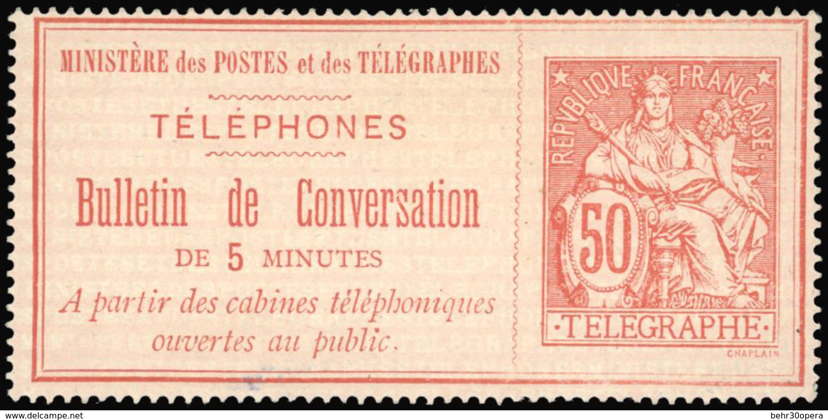 (*) 50c.rouge S/rose. TB. - Telegraphie Und Telefon