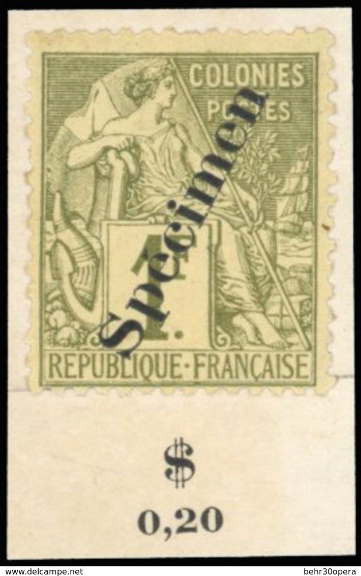 * Série Alphée Dubois Complète Surch. ''SPECIMEN'' Collée S/vignette Avec Valeur En Piastres Indochinoises. Fraîcheur Po - Andere & Zonder Classificatie