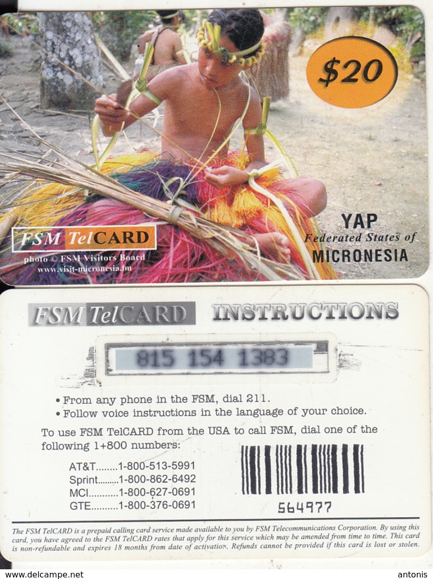 MICRONESIA - Kaday Village Traditional Dress Making, FSM Tel Prepaid Card $20(reverse 1), Used - Micronesia