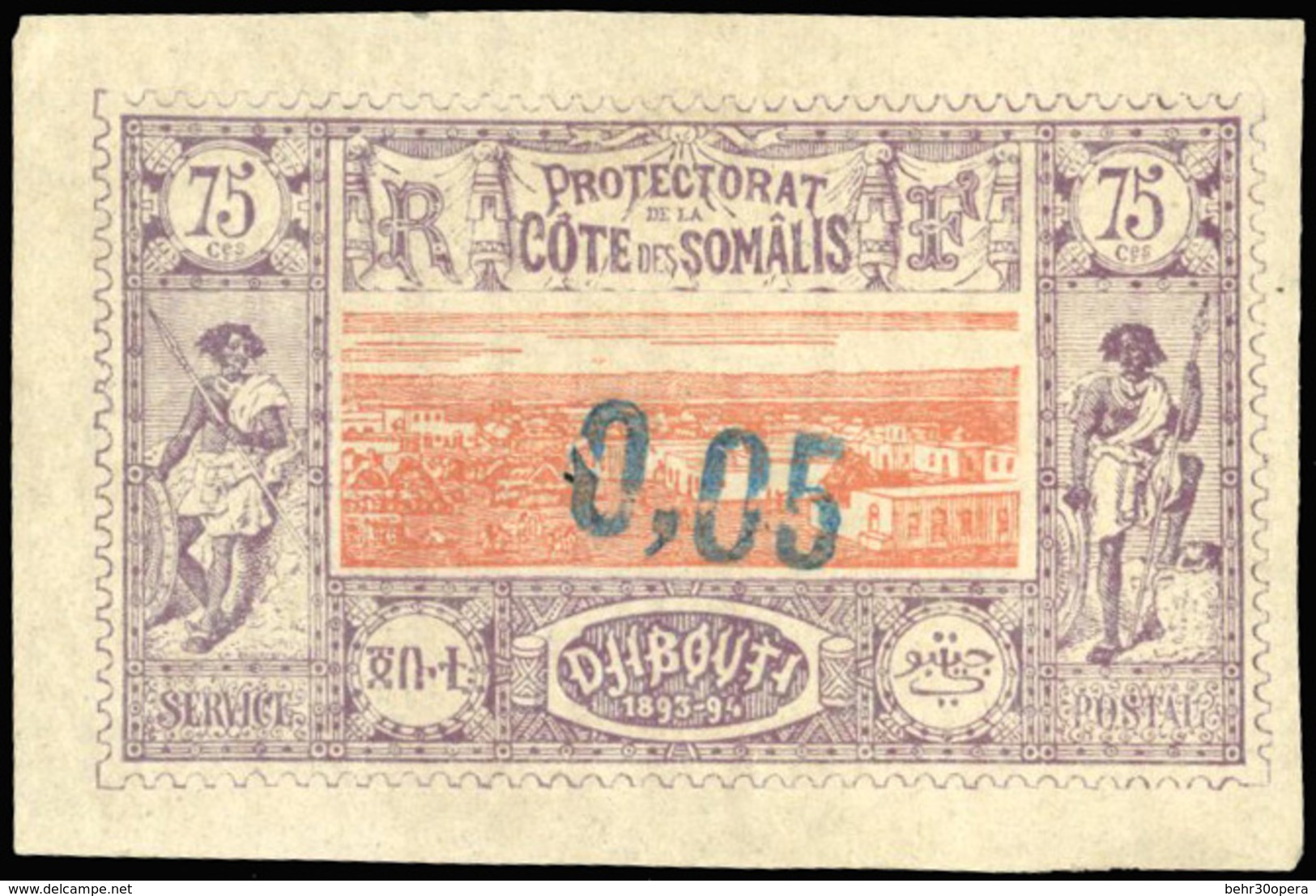 * 0.05 Sur 75c. Violet-vert Et Orange. Timbre Type + Variété Avec '',''. TB. - Andere & Zonder Classificatie