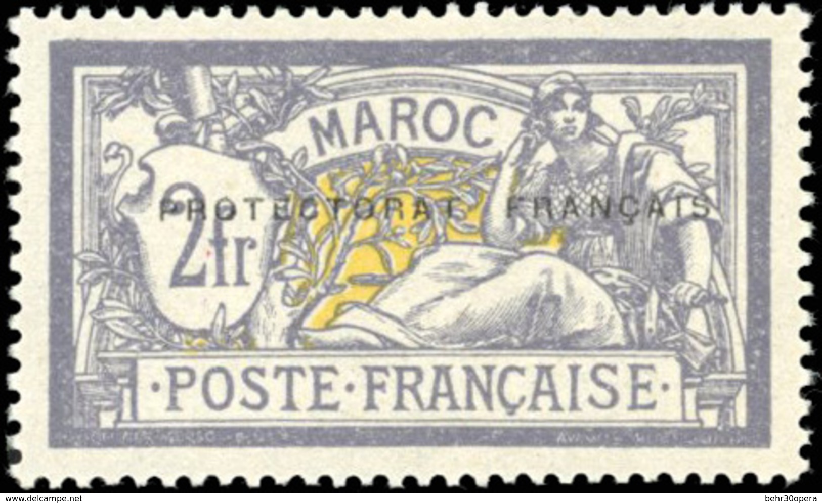 ** 2Fr. Violet-brun Et Jaune. Sans La Surcharge F. SUP. - Andere & Zonder Classificatie