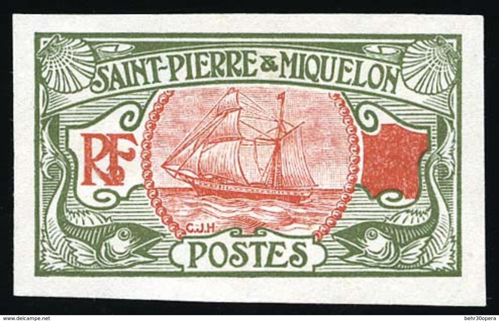 (*) Type Bateau De Pêche. Essai De 1909. Couleur Vert Et Brun. SUP. - Other & Unclassified