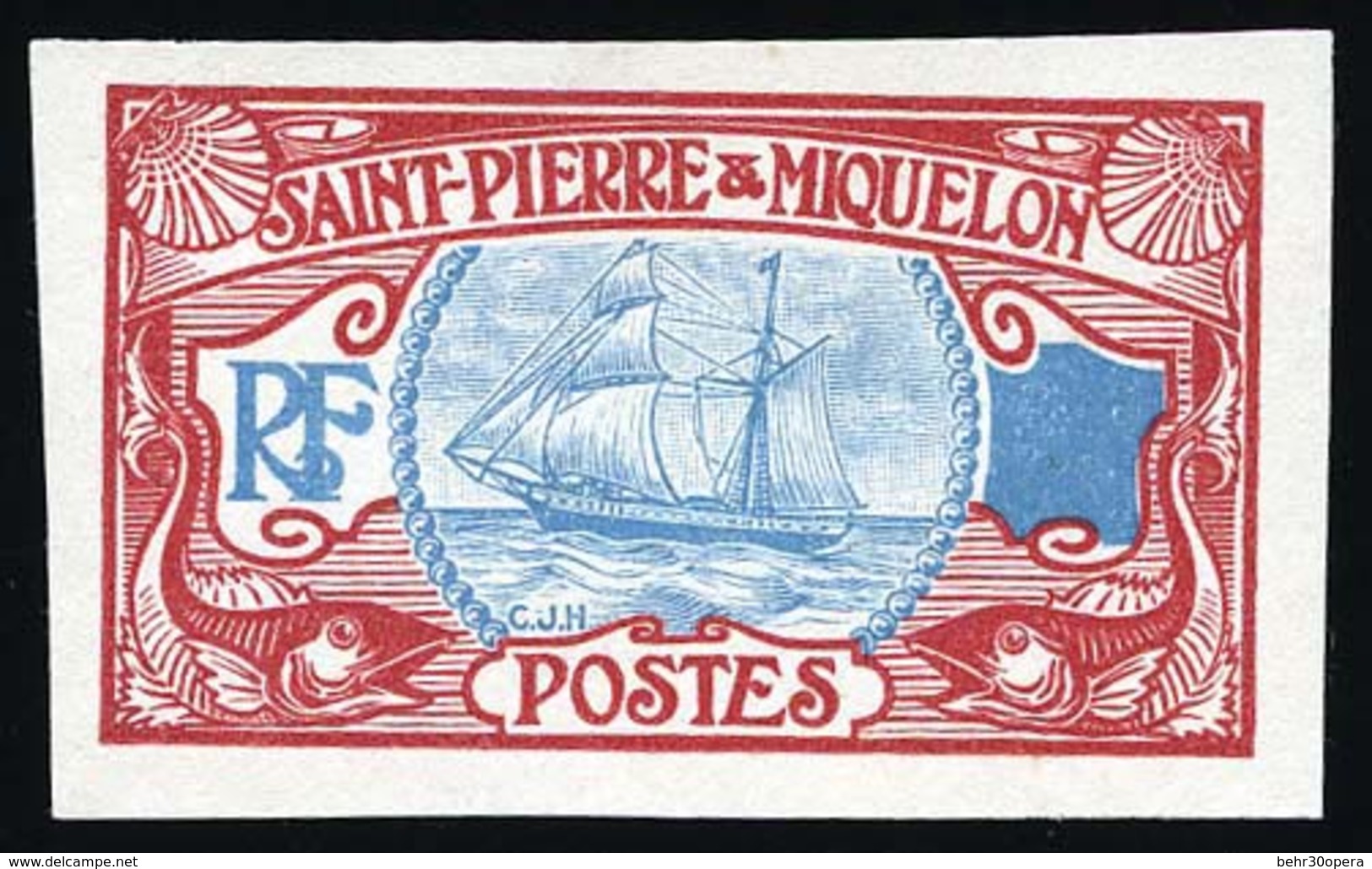 (*) Type Bateau De Pêche. Essai De 1909. Couleur Rouge-brun Et Bleu. SUP. - Andere & Zonder Classificatie