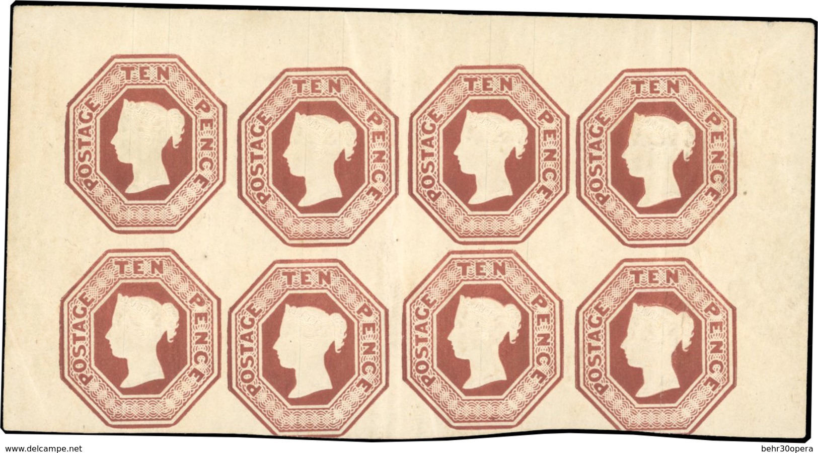 * 1854. 10d. Brown. Magnificent Unsed OG Block Of 8 From The Two Top Rows Of The Sheet, Just Touched At Lower Right With - Andere & Zonder Classificatie