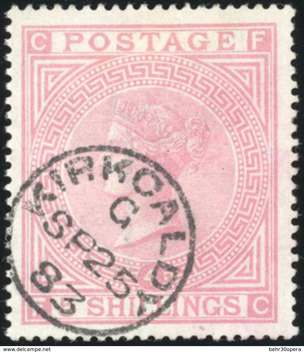 O 1882 (25 Novembre). 5/- Rose. Blued Paper. Plate 4. Wmk. Anchor. Perf. 14. Used Is Genuine. Cancelled By 'Kirkcaldy' C - Andere & Zonder Classificatie