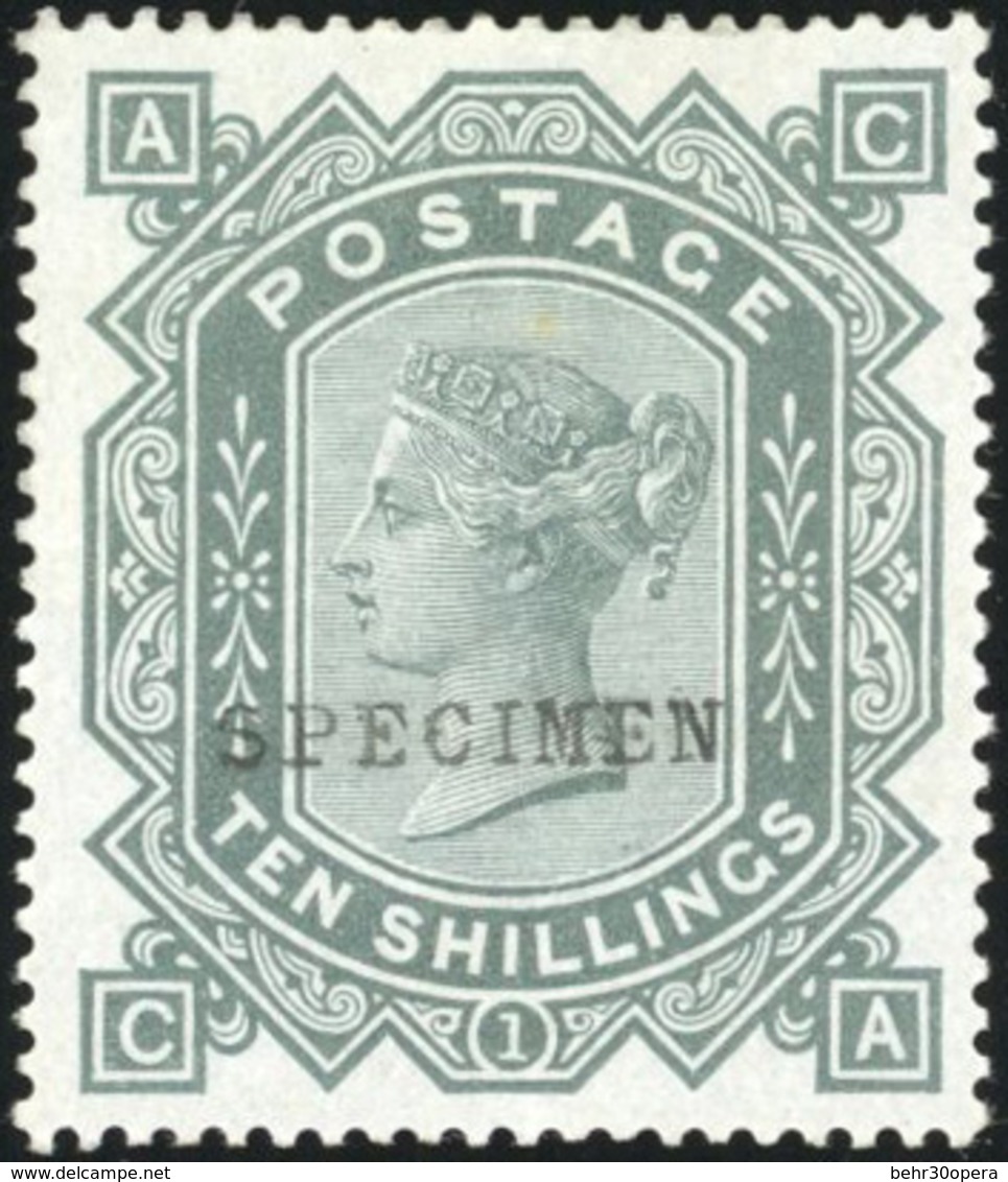 * 10sh. Grey Green. Plate 1. Overprint ''SPECIMEN''. Exceptional Quality. - Sonstige & Ohne Zuordnung