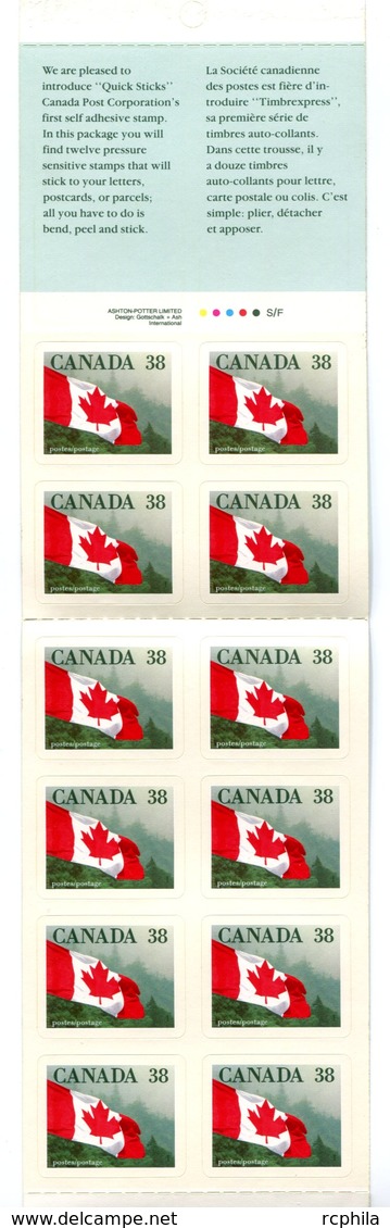 RC 16600 CANADA BK110 - 38c QUICK STICKS FLAG ISSUE CARNET COMPLET BOOKLET MNH NEUF ** - Ganze Markenheftchen