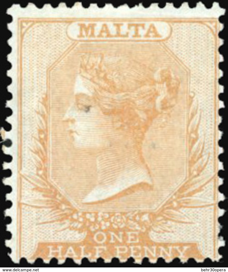 * 1/2p. Buff On Blued Paper. SUP. - Malta (...-1964)