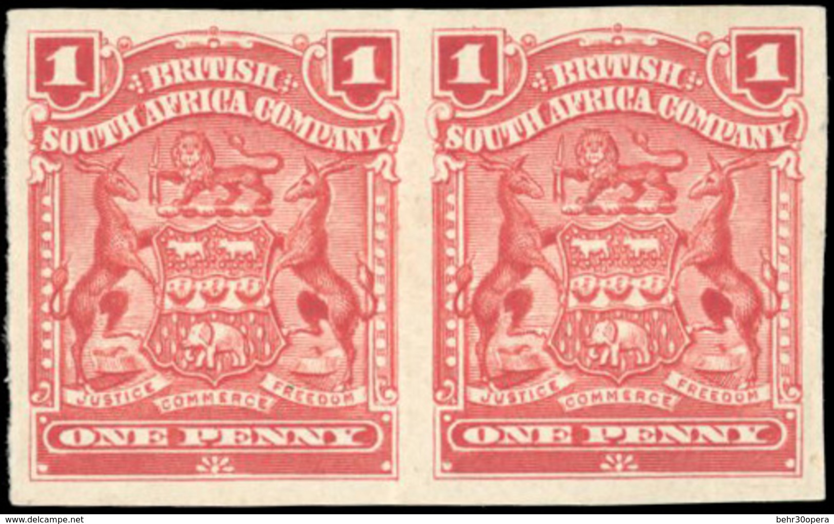 * 1d. Rose. Horizontal Pair Imperforated. VF. - Sonstige & Ohne Zuordnung