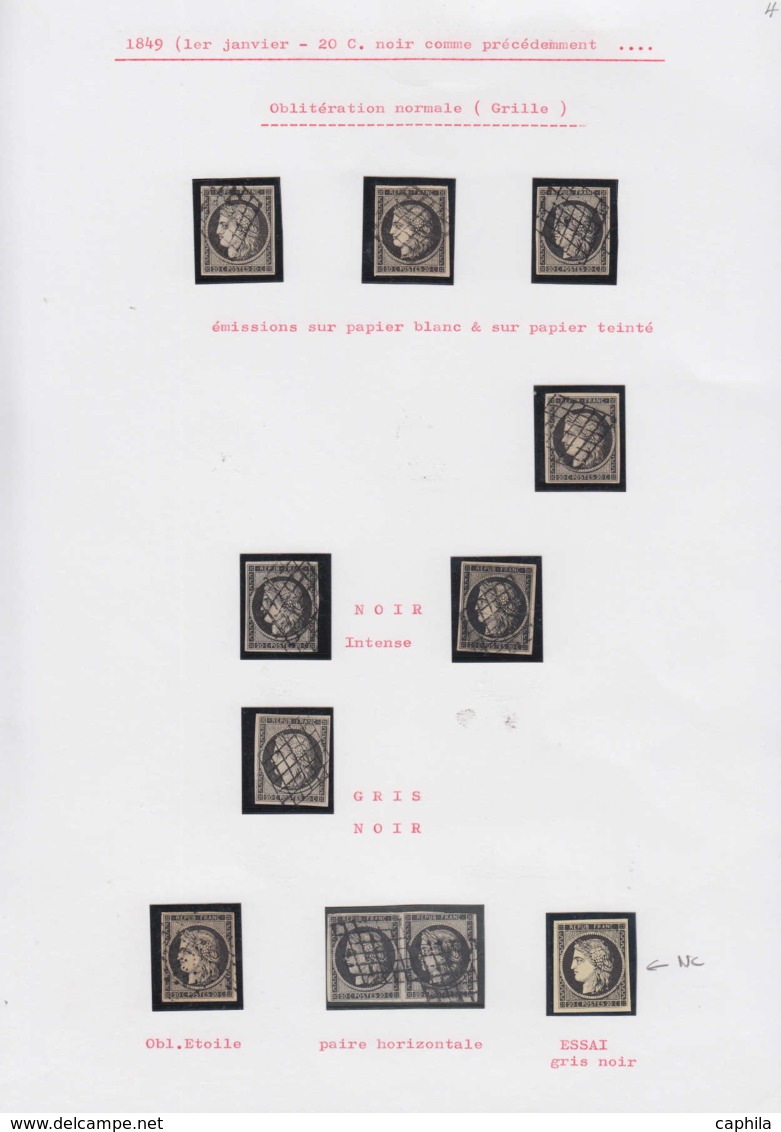 FRANCE Poste O - 3, Petite étude De 16 Unités Oblitérées Dont 2 Paires 49 Et étoiles Plus Un Devant Et 2 Lettres - 1849-1850 Cérès