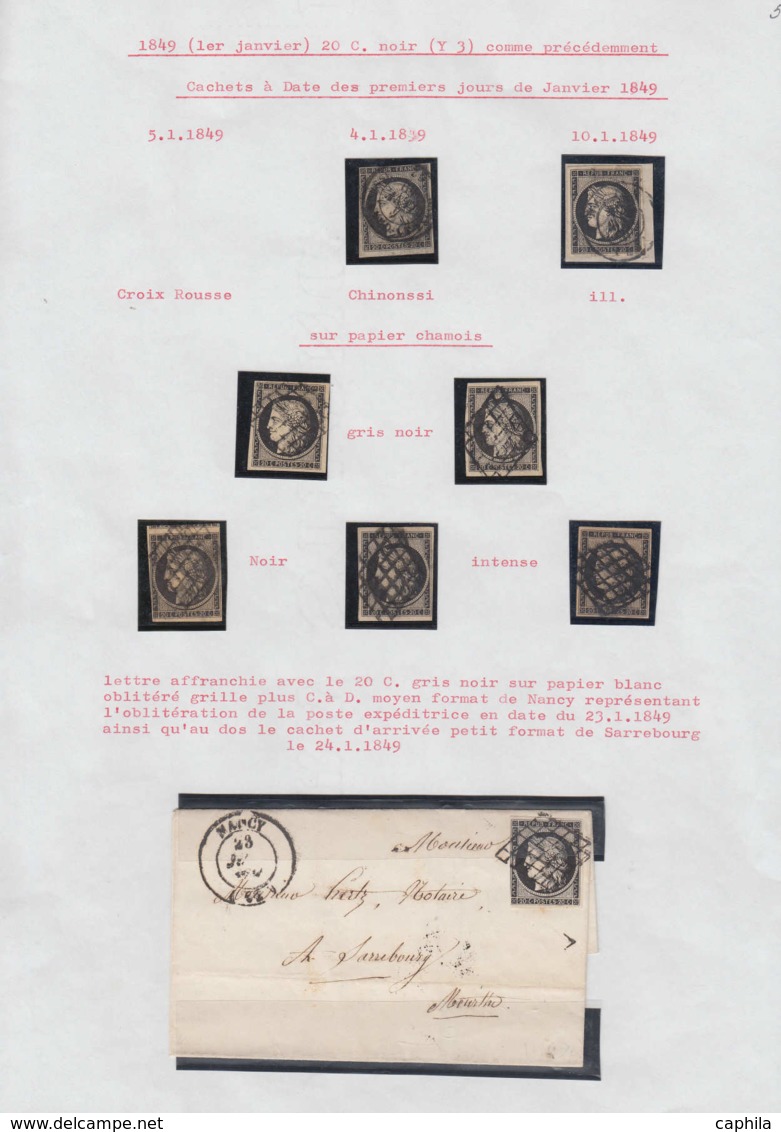 FRANCE Poste O - 3, Petite étude De 16 Unités Oblitérées Dont 2 Paires 49 Et étoiles Plus Un Devant Et 2 Lettres - 1849-1850 Cérès