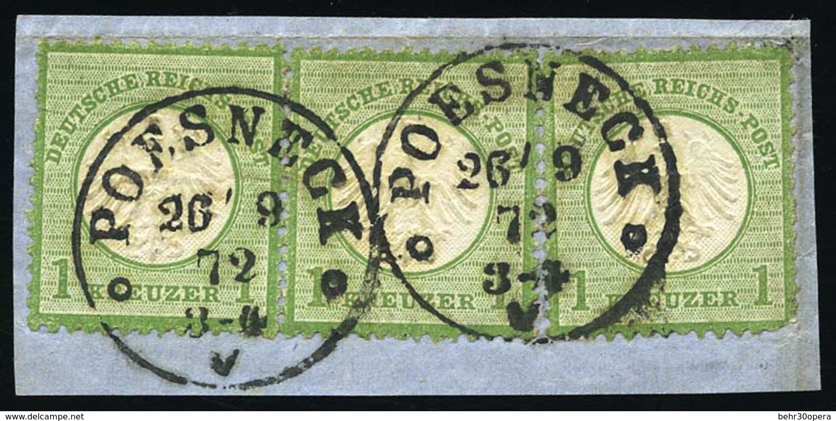 O 1k. Vert-jaune. Paire + 1 Ex. Obl CàD ''POESNECK - 26.9.72'' Sur Petit Fragment. TB. - Sonstige & Ohne Zuordnung