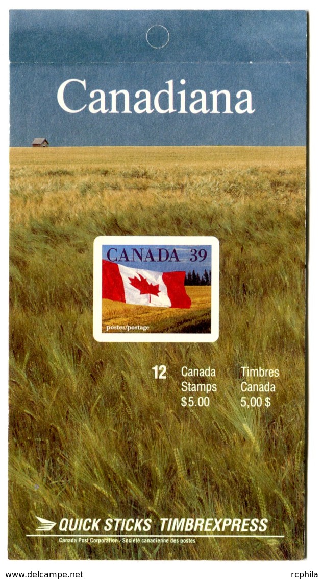 RC 16608 CANADA BK114 QUICK STICKS FLAG ISSUE CARNET COMPLET FERMÉ CLOSED BOOKLET NEUF ** TB MNH VF - Libretti Completi