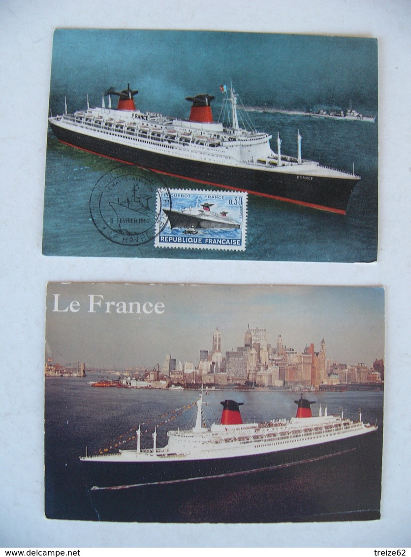 Lot 2 Cartes Paquebot FRANCE Voyage Inaugural Et La France à New York - Steamers