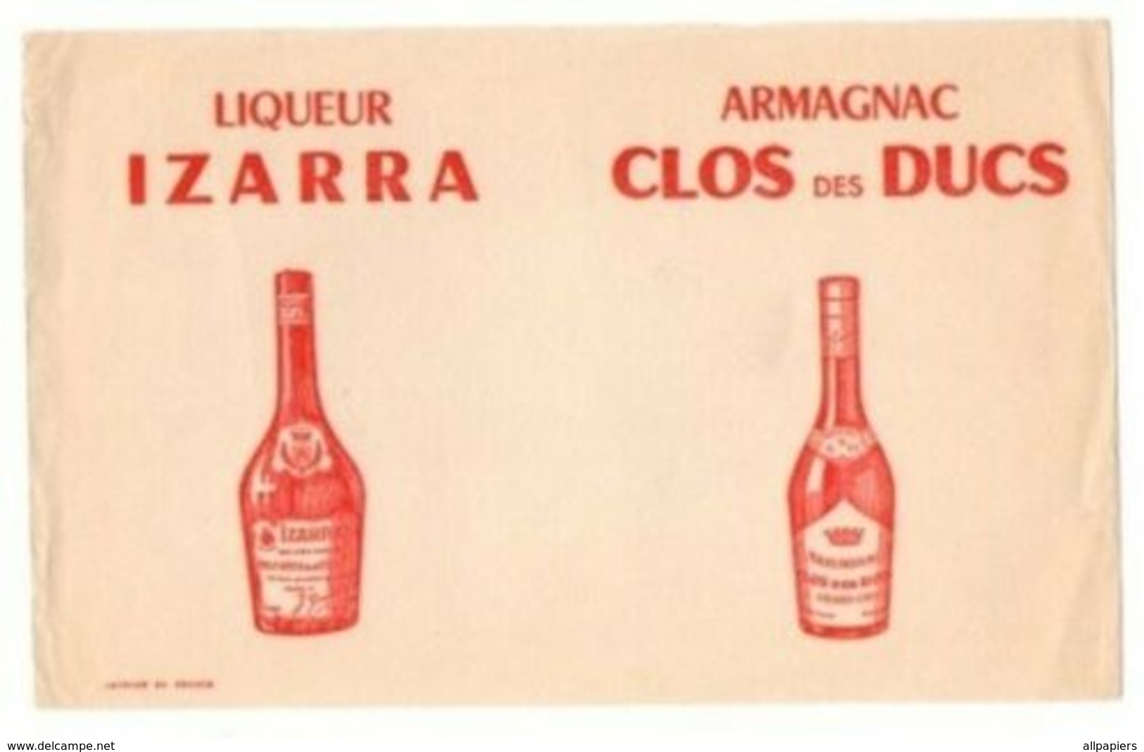 Buvard Liqueur Izarra Et Armagnac Clos Des Ducs - Format : 22.5x14 Cm - Liqueur & Bière