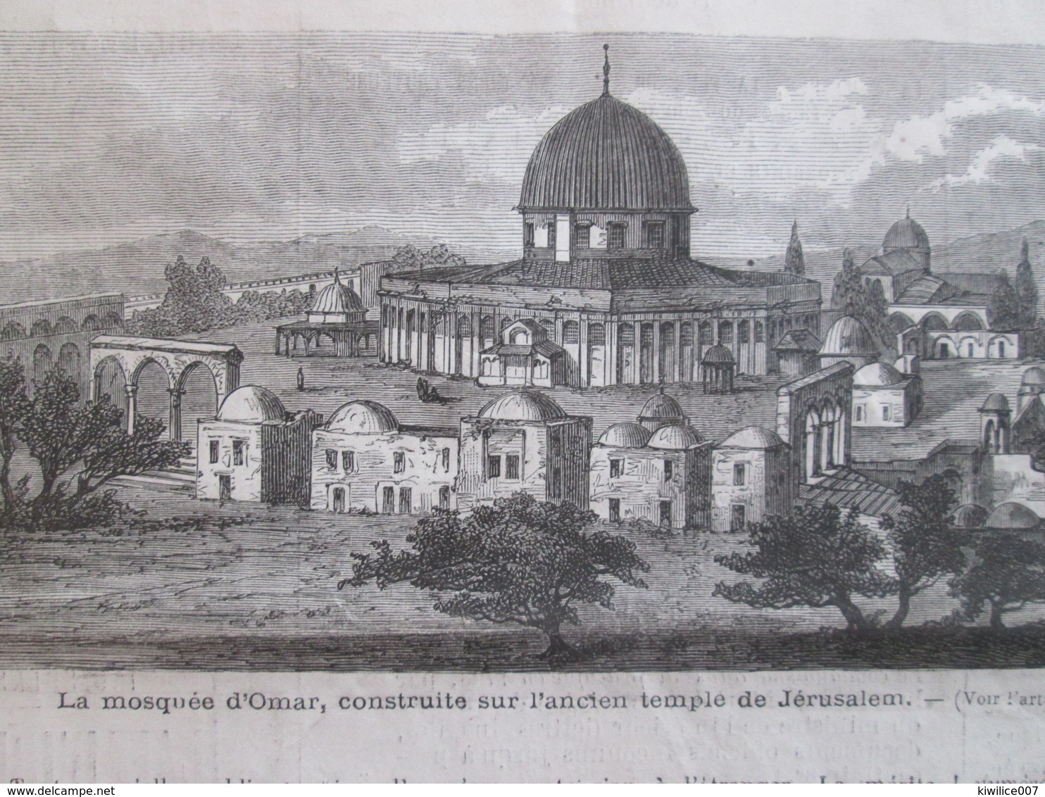 Gravure  1873 La MOSQUEE  OMAR Construite Sur L Ancien Temple De JERUSALEM    ISRAEL - Non Classés