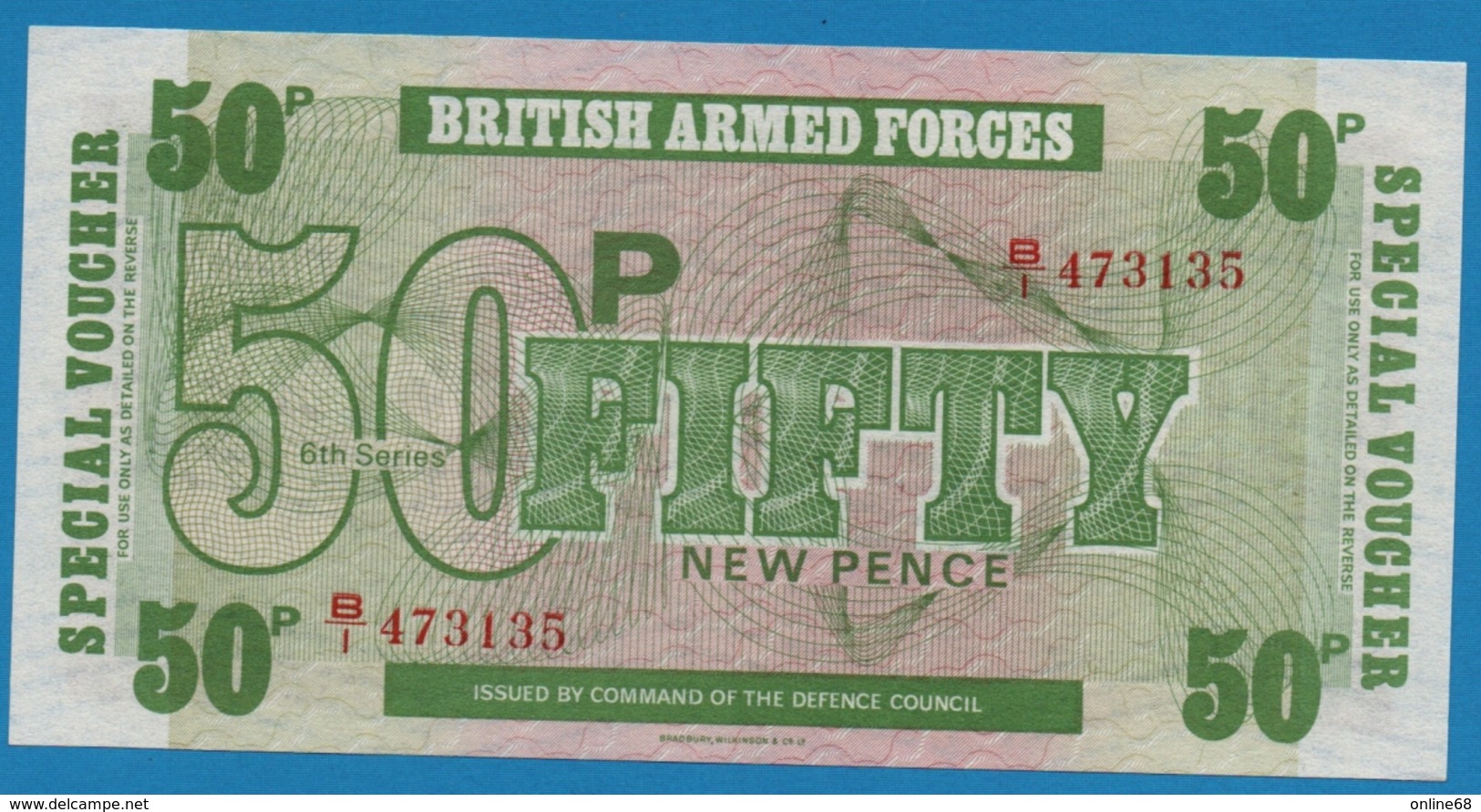 GB BAF 50 NEW PENCE (1972) Alpha B1/473135 "6th Series" - British Armed Forces & Special Vouchers