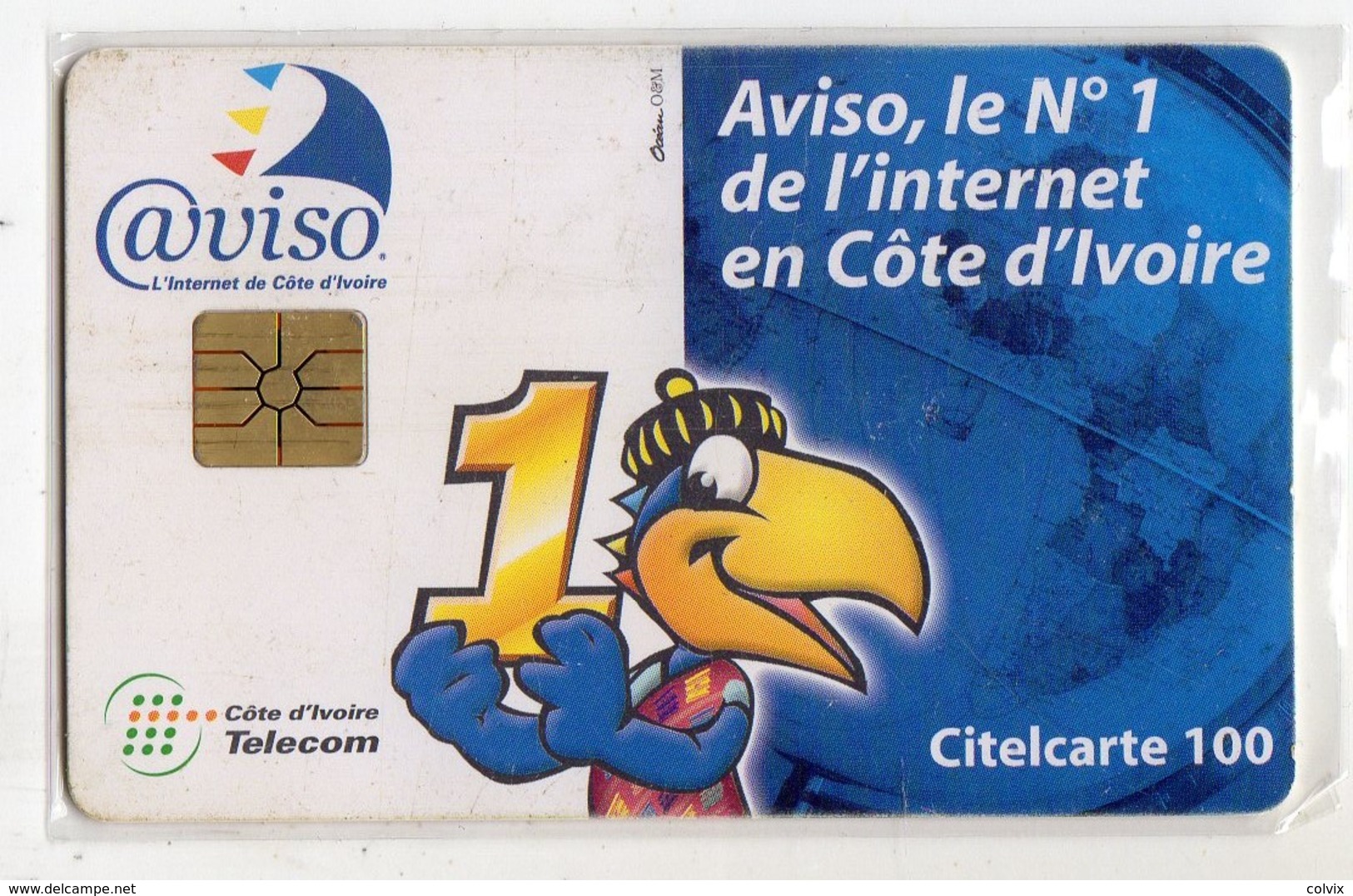 COTE D'IVOIRE REF MV CARDS IVC-33 100U INTERNET AVISO PARROT - Ivoorkust