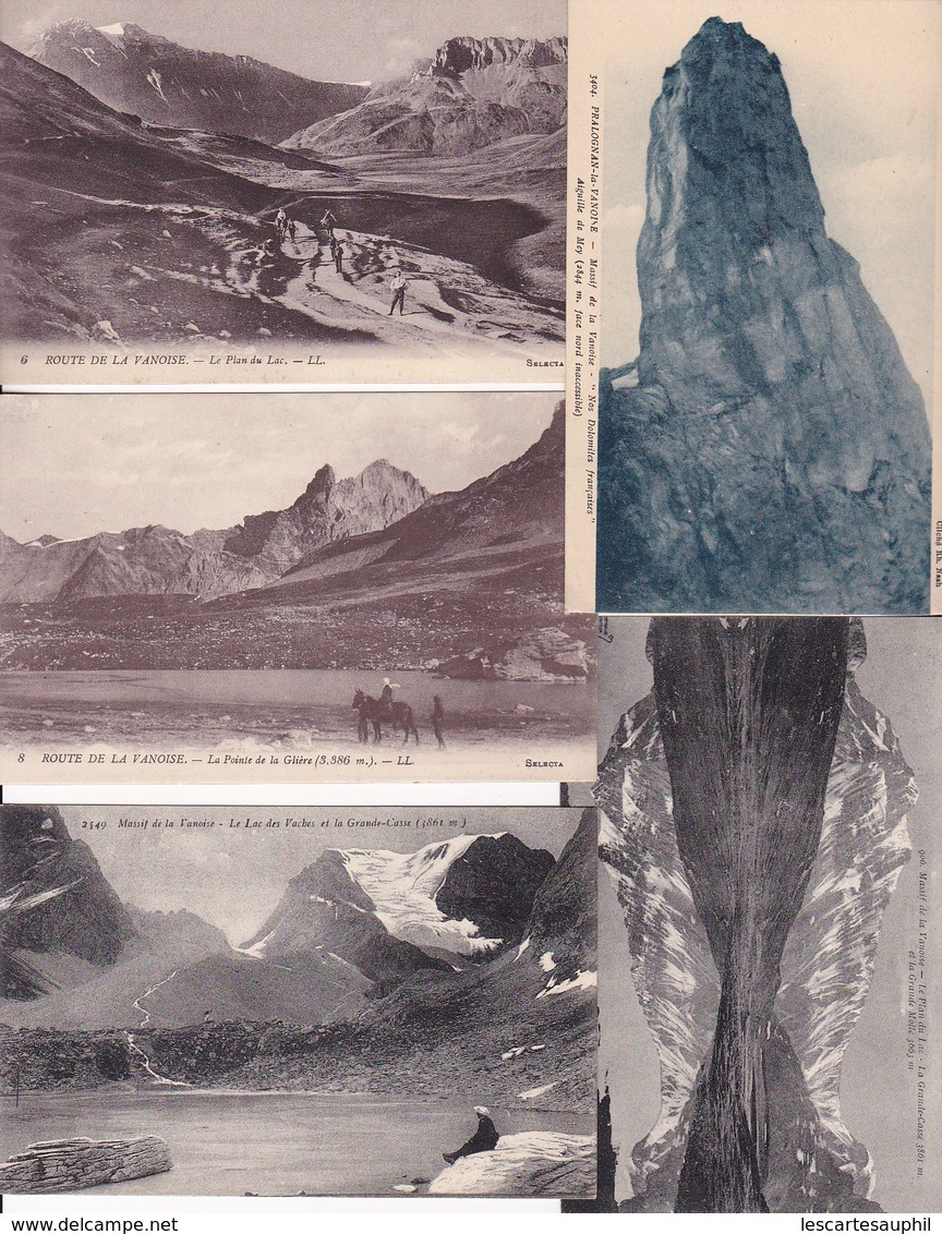 Lot 5 Cpa Pralognan La Vanoise Animée Plan Du Lac,pointe Gliere Lac Des Vaches,aiguille Mey - Pralognan-la-Vanoise