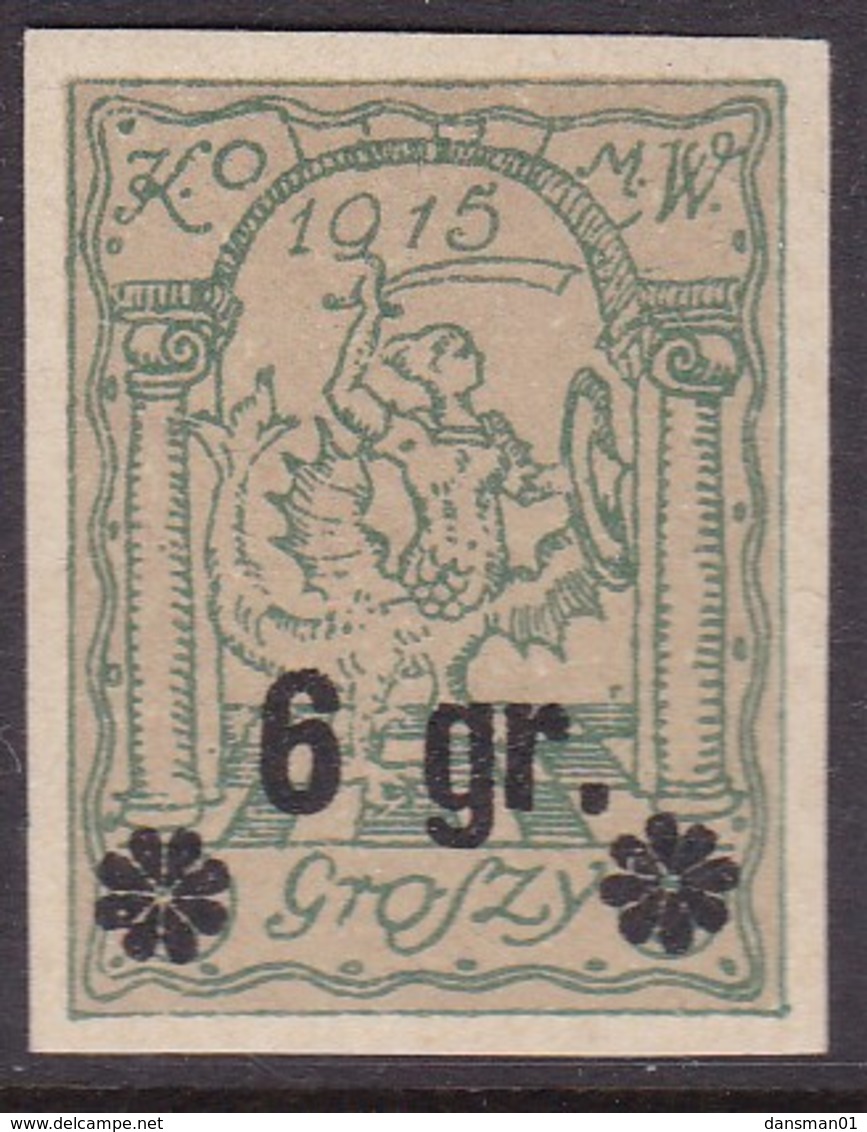 POLAND 1915 Warsaw Local Fi 10 Imperf Mint Hinged - Variétés & Curiosités