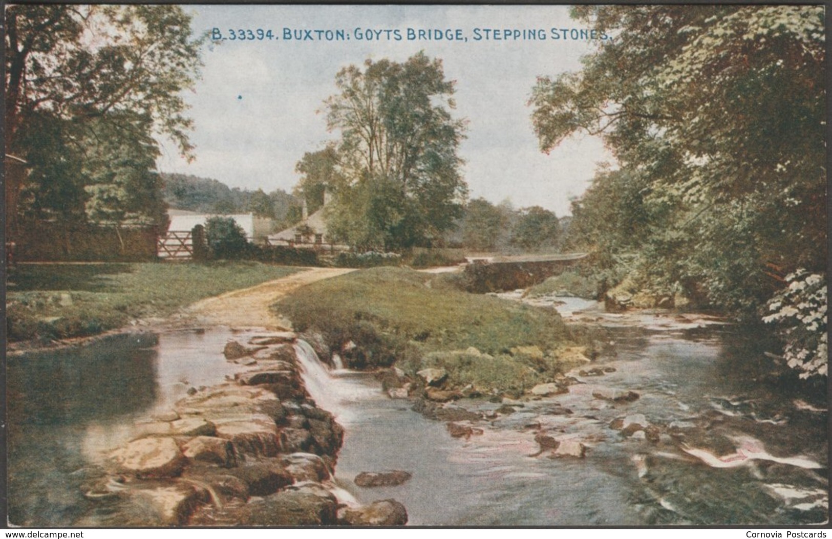 Stepping Stones, Goyts Bridge, Buxton, Derbyshire, C.1910s - Photochrom Postcard - Derbyshire