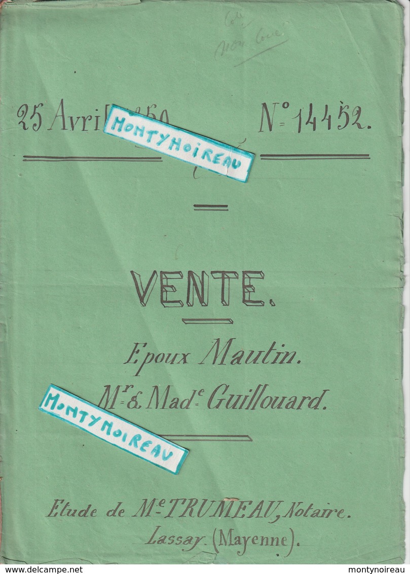 Vieux  Papier  : Acte Notaire : Lassay ,  Mayenne ,1859 , Melleray,st Julien Du Terroux - Non Classés