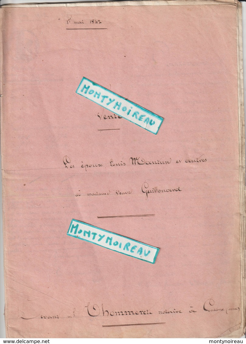 Vieux  Papier  : Acte Notaire : Orne   Couterne  Arrond. De Domfront ,1842 , St Julien Du Terroux,mayenne - Non Classés