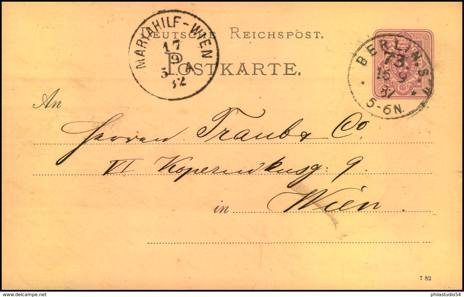1882, "BERLIN S. 73" Auf 5 Pfg. GSK Nach Wien (KBHW 740) - Frankeermachines (EMA)