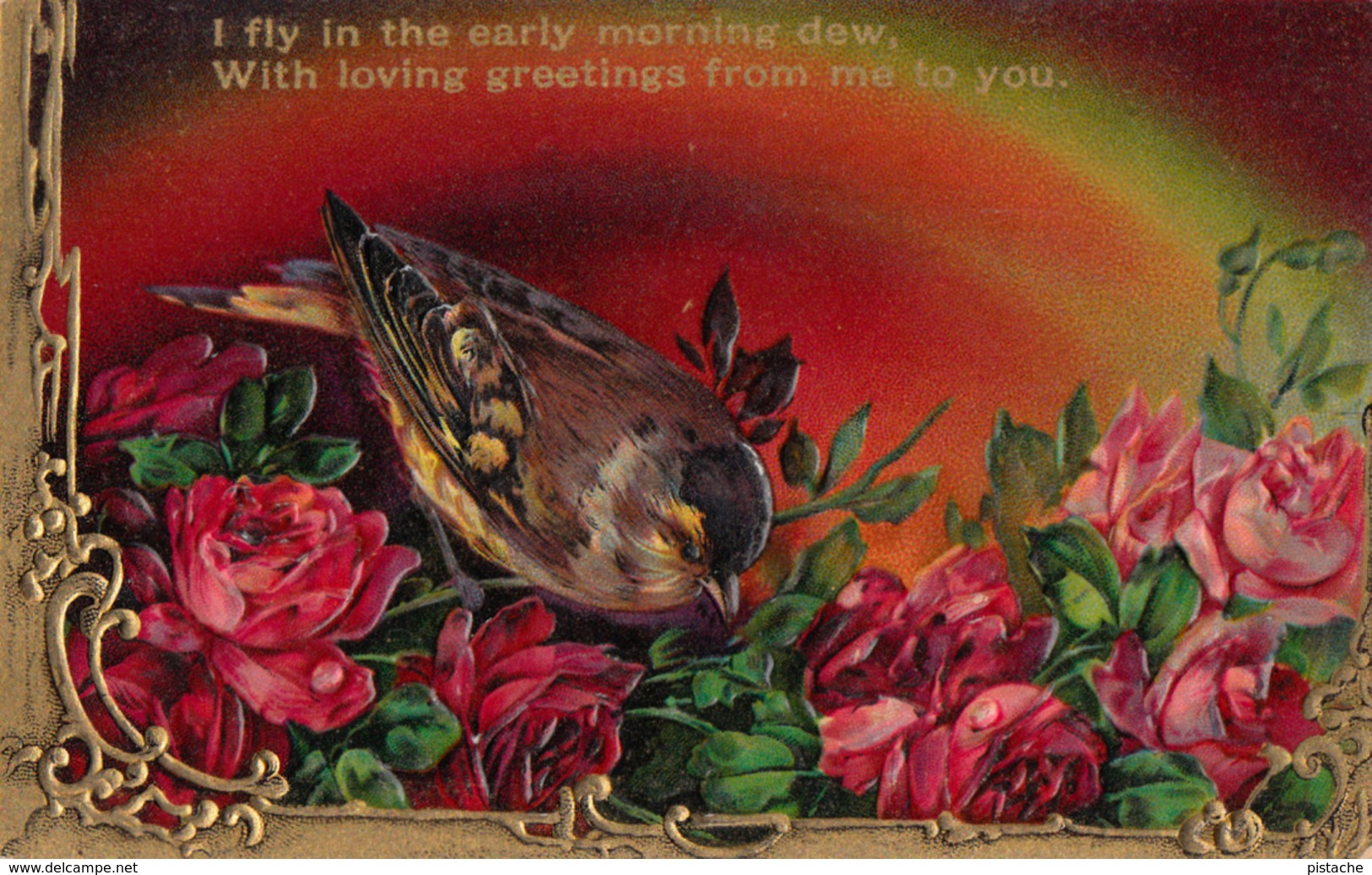 Personal Greetings - Flowers Bird - Embossed - Gilding - Mailed From Cookshire To Bury Québec In 1912 - 2 Scans - Birthday