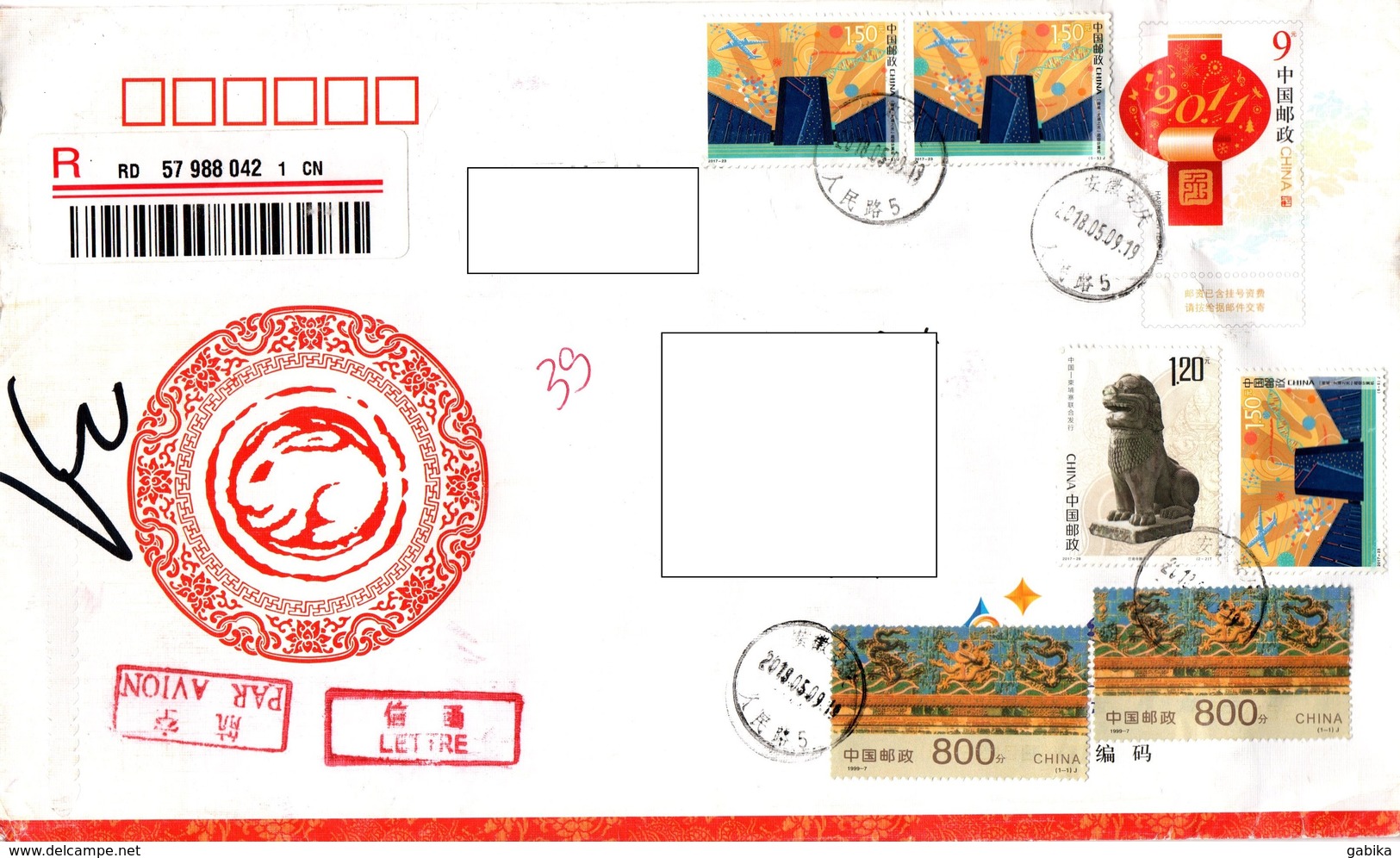 China 2019, Registered Air Mail Envelope - Storia Postale