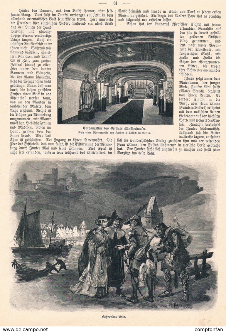 A102 384 - Berlin Kostümfest Berliner Künstler Artikel Mit Ca. 6 Bildern 1899 !! - Sonstige & Ohne Zuordnung