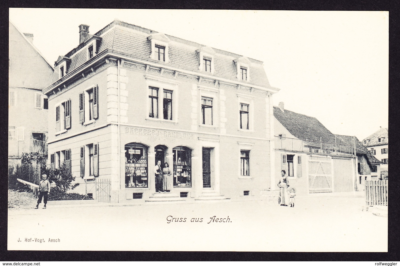 Um 1910 Ungelaufene AK, Gruss Aus Aesch, Bäckerei - Aesch