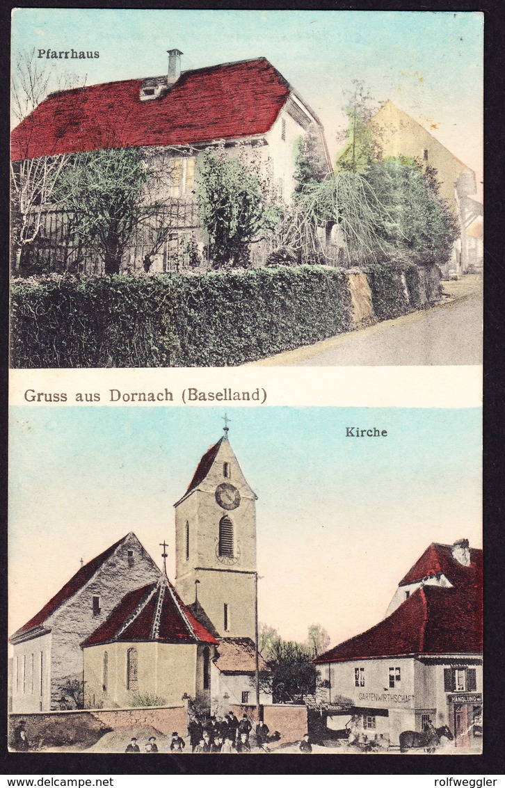 1910 Gelaufene AK Aus Dornach Mit Pfarrhaus Und Kirche - Dornach