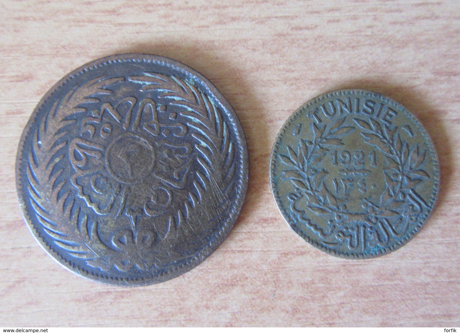 Tunisie - 2 Monnaies : 2 Kharub Abdul Mehjid 1289 (1872) + Bon Pour 1 Franc 1921 - Tunisie