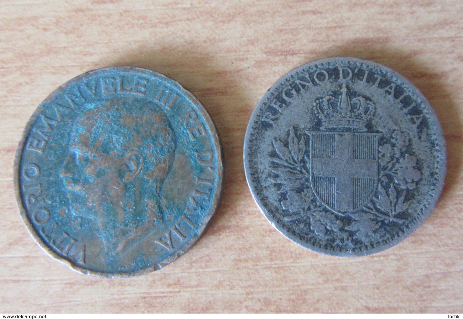 Italie - 2 Monnaies : 10 Centesimi Vittorio Emanuele III 1921 R Et 20 Centesimi 1918 R - Colecciones