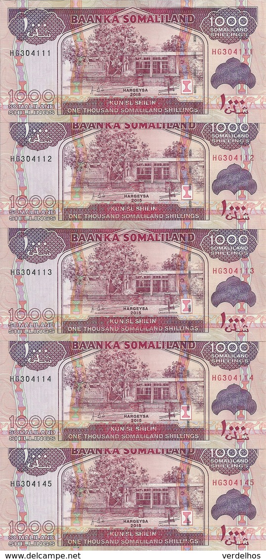 SOMALILAND 1000 SHILLINGS 2015 UNC P 20 ( 5 Billets ) - Somalie