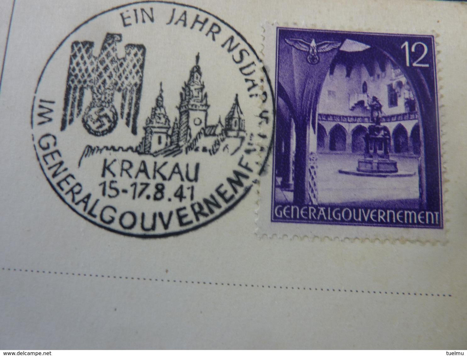 Carte Postale Tag Der NSDAP 15 17 Août 1941 Oblitération Krakau Général Gouvernement Soldat Allemand Casque HITLER - Gouvernement Général