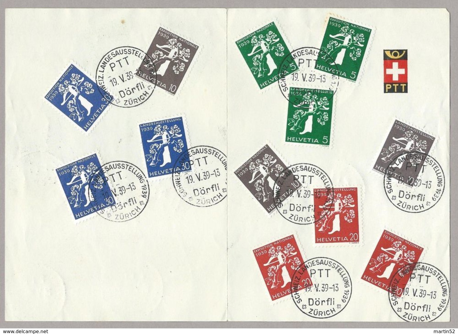 Schweiz Suisse EXPO 1939: Zu 228-239 Mi 344-355 Yv 329-340 PTT-Bögli Mit O Dörfli 19.VIII.39 ZÜRICH (Zu CHF 80.00 Für O) - Covers & Documents