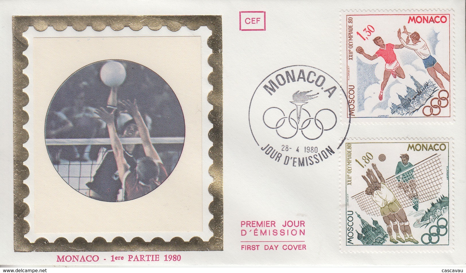 Enveloppe  FDC  1er  Jour   MONACO    Paire   Jeux  Olympiques    MOSCOU   1980 - Ete 1980: Moscou
